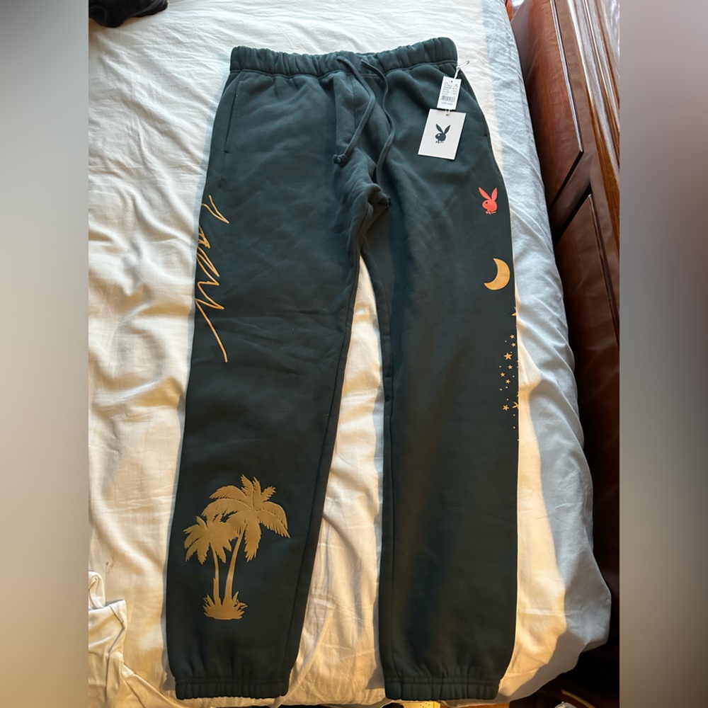 Playboy forest green sweatpants Large